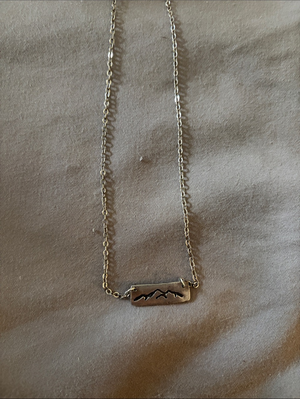 Sterling Silver Mountain Bar Pendant Necklace - Silver